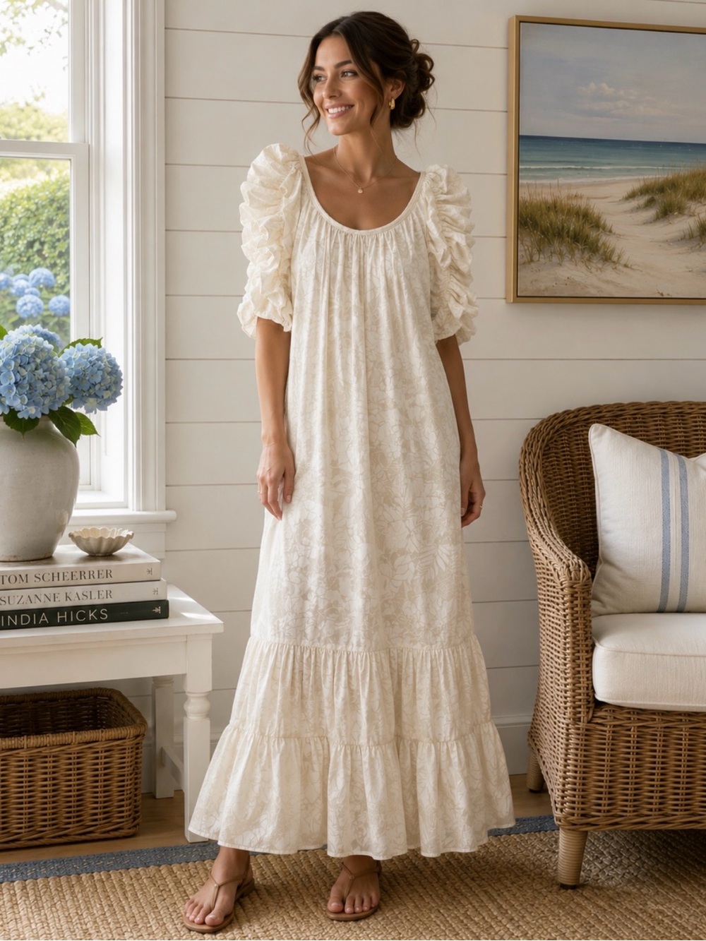 Roseline s. Petrus White Maxi vintage Dress size large
